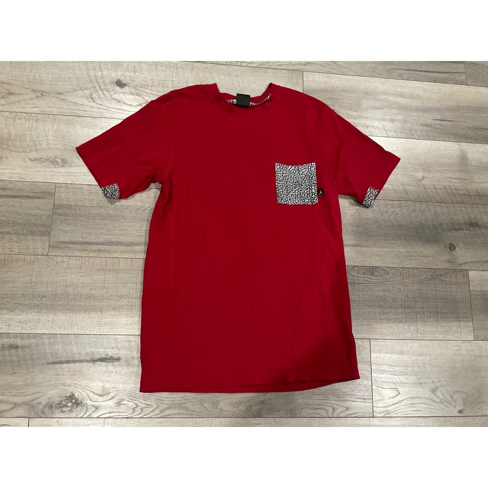 Jordan Nike Mens Red Elephant Print Pocket T-Shirt Jumpman Short Sleeve Tee